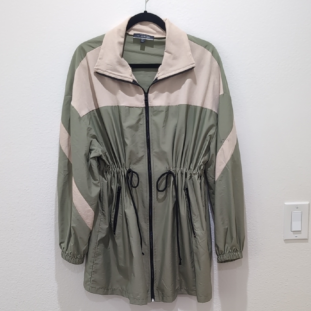 Blue Blush Green and Cream Women's Jacket (S)